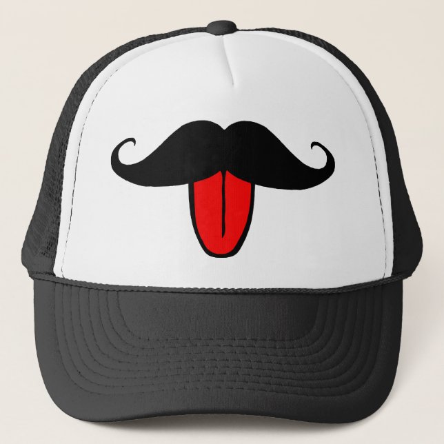 Funny mustache trucker hat (Front)