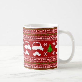 Funny Mustache  Ugly Christmas Sweater Coffee Mug by mcgags at Zazzle