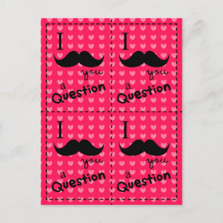 Funny mustache valentines cut out Postcard pink