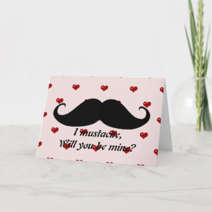 Funny mustache Valentine's Day hipster hearts card