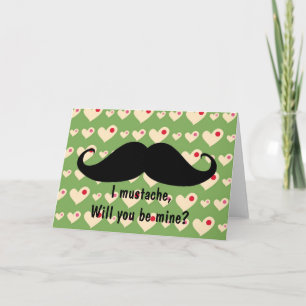 Funny mustache Valentine's Day hipster hearts card