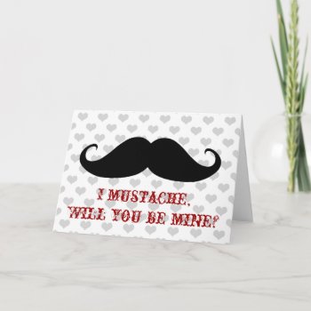 Funny Mustache Valentine's Day Hipster Hearts Card by iBella at Zazzle