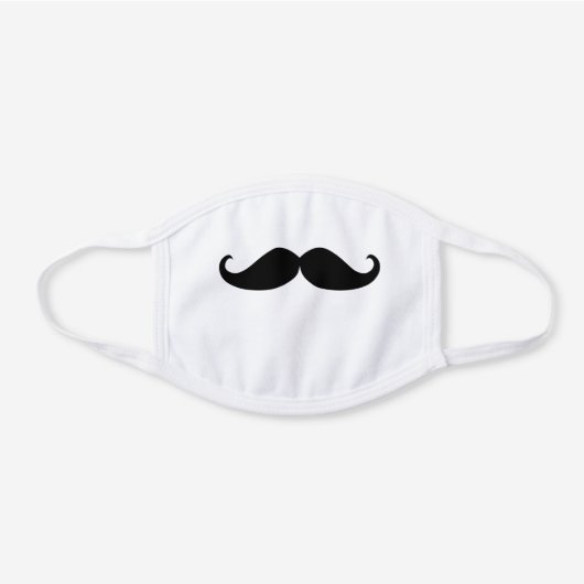 Funny Mustache White Cotton Face Mask (Front)