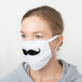 Funny Mustache White Cotton Face Mask (Angled)