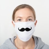 Funny Mustache White Cotton Face Mask (Worn)
