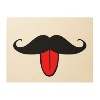 Funny mustache wood wall art