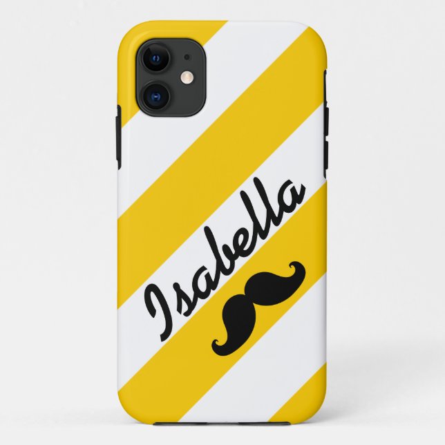 FUNNY MUSTACHE YELLOW STRIPES Case-Mate iPhone CASE (Back)