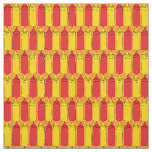 Funny Mustard and Ketchup Food Pattern Fabric
