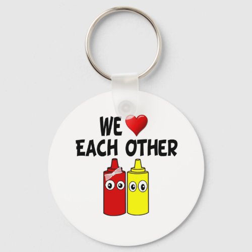 Funny Mustard Ketchup Couple Keychain