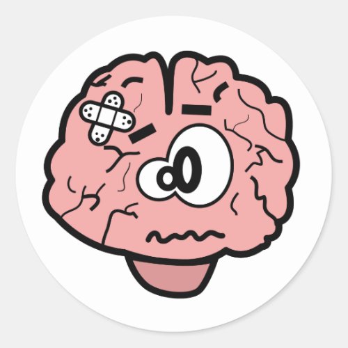 Funny My Brain Hurts Doctor Cartoon Classic Round Sticker