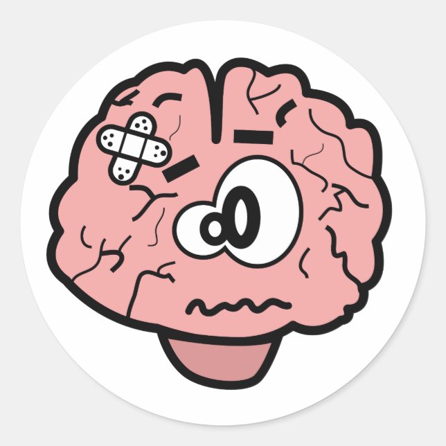 Funny My Brain Hurts Doctor Cartoon Classic Round Sticker (Front)