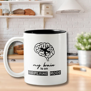 Funny My Brain is on Airplane Mode Coworker Gift Two-Tone Coffee Mug