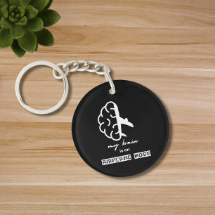 Funny My Brain is on Airplane Mode Coworker Simple Keychain