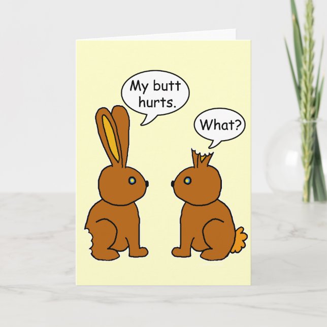 Funny My Butt Hurts Bunnies Holiday Card (Front)