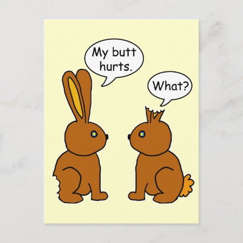 Funny My Butt Hurts Bunnies Postcard