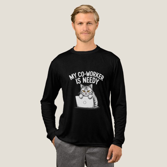  Funny "My Co-worker is Needy" Grumpy Cat Work  Tri-Blend Shirt (Full Front)