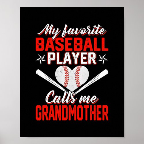 Funny My Favorite Baseball Grandmother Sport Poster