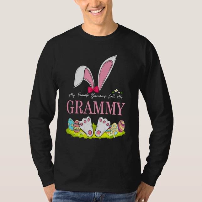 Funny My Favorite Bunnies Call Me Grammy Easter Ma T-Shirt (Front)