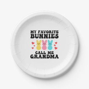Funny My Favorite Bunnies Call Me Grandma Mother Paper Plates