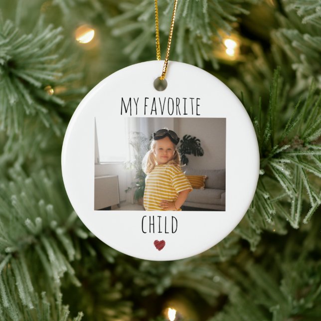 Funny My Favorite Child 2 Photo Custom Ceramic Ornament (Tree)