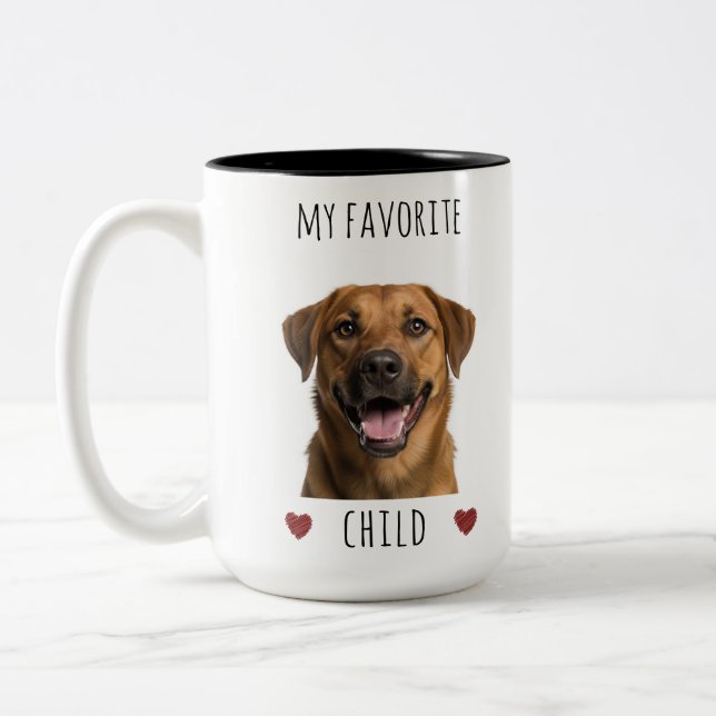 Funny My Favorite Child 2 Photo Custom Dog Two-Tone Coffee Mug (Left)