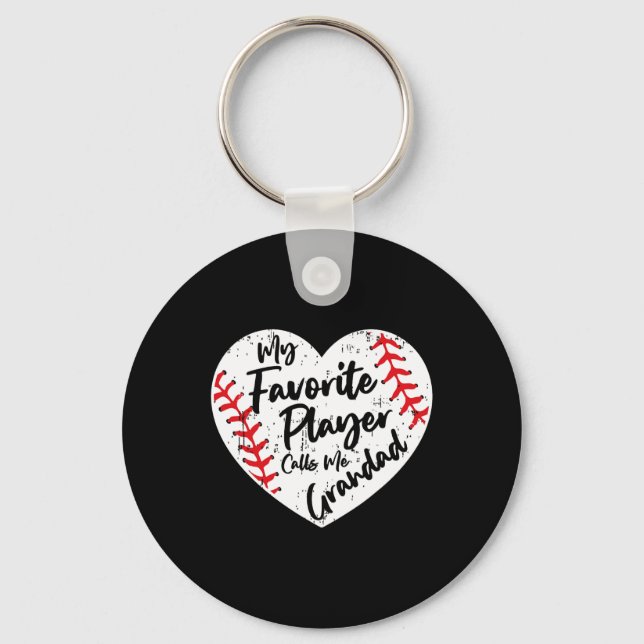 Funny My Favorite Player Calls Me Grandad Baseball Keychain (Front)