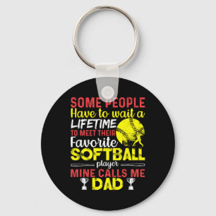 Funny My Favorite Softll Player Calls Me Dad _1 Keychain