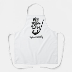 Funny My Kitchen My Rules Custom Text and Color Apron