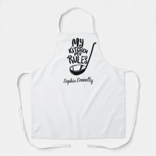 Funny My Kitchen My Rules Custom Text and Color Apron