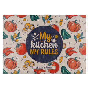Funny My Kitchen My Rules Vegetable Food Pattern Cutting Board