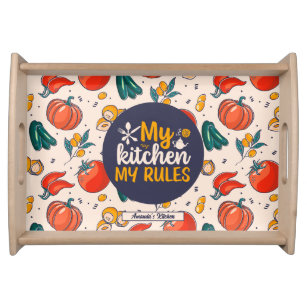 Funny My Kitchen My Rules Vegetable Food Pattern Serving Tray
