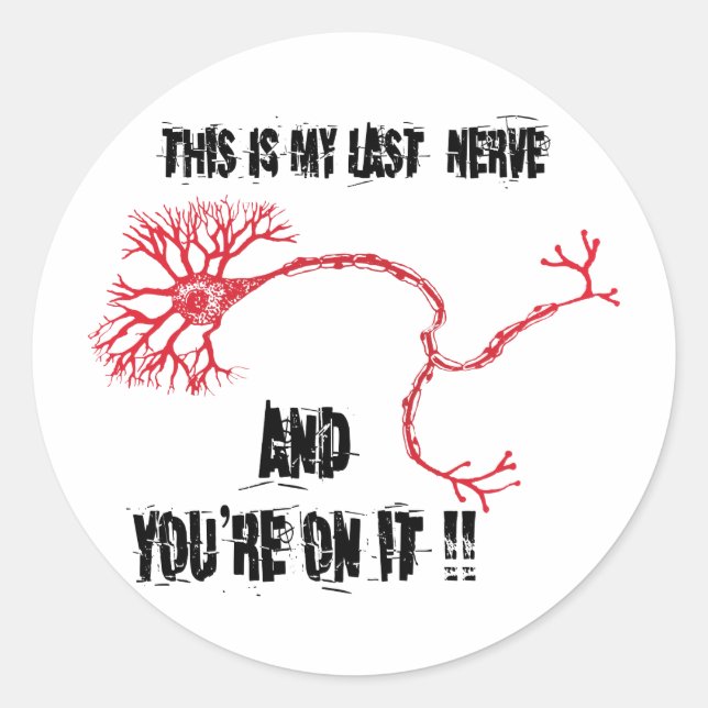 Funny My Last Nerve Classic Round Sticker (Front)