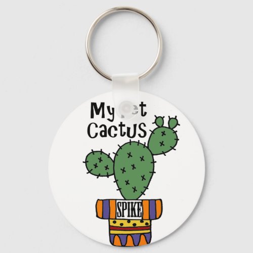 Funny My Pet Cactus Spike Cartoon Keychain