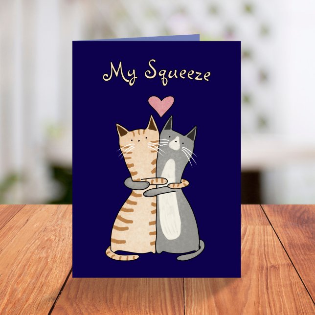 Funny My Squeeze Hugging Cats Valentine’s Day Holiday Card (Creator Uploaded)
