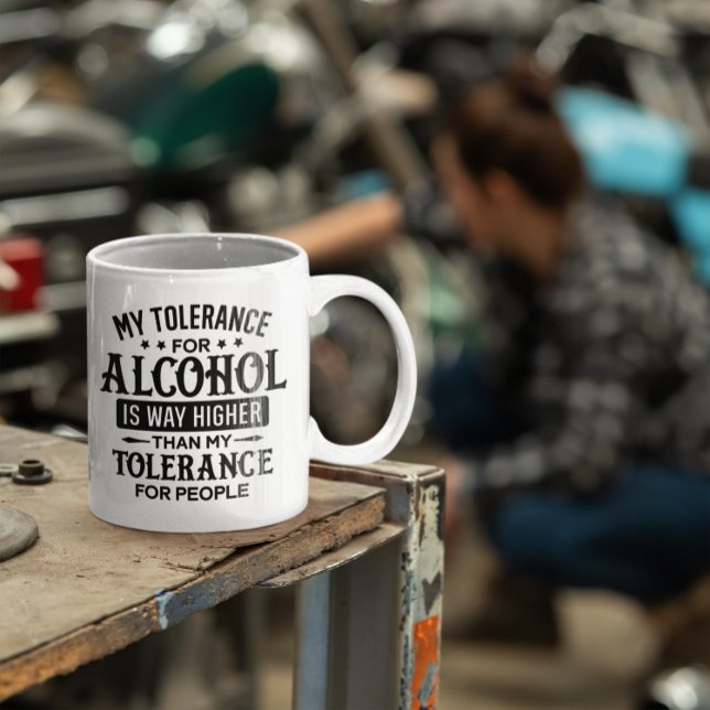Funny My Tolerance for Alcohol and People Two-Tone Coffee Mug (Creator Uploaded)