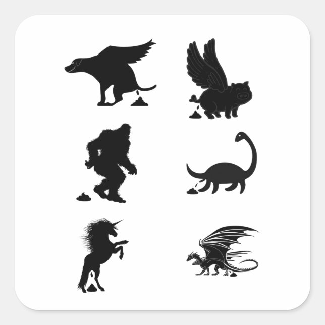 Funny Mythical Creatures Pooping Square Sticker (Front)