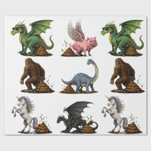 Funny Mythical Creatures Pooping Wrapping Paper