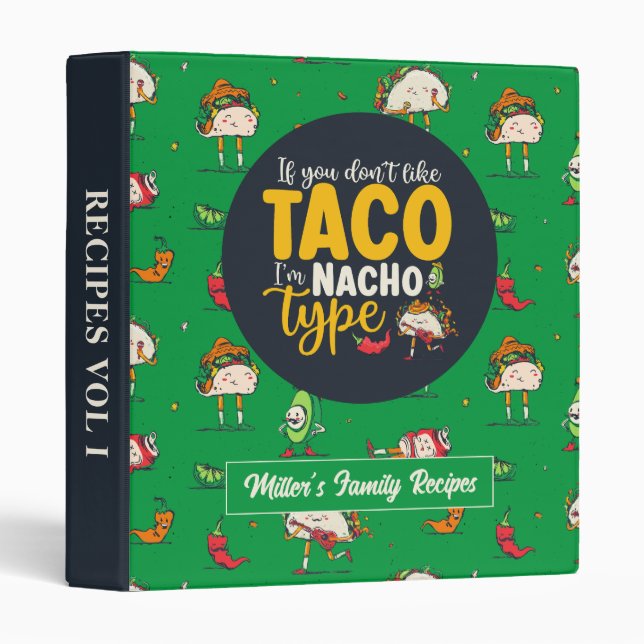 Funny Nachos Mexican Food Cinco De Mayo Pattern 3 Ring Binder (Front/Spine)