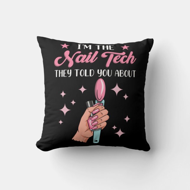Funny Nail Tech Emlpoyee Manicure Coworker Throw Pillow (Front)
