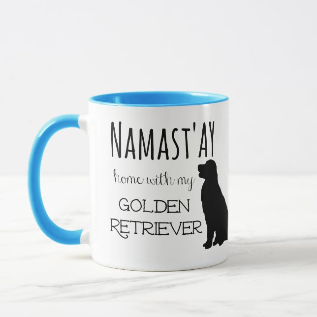 Funny Namastay Home With My Golden Retriever Dog Mug (Left)