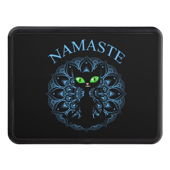 Funny Namaste Cat Yoga Blue Mandala Hitch Cover (Front)