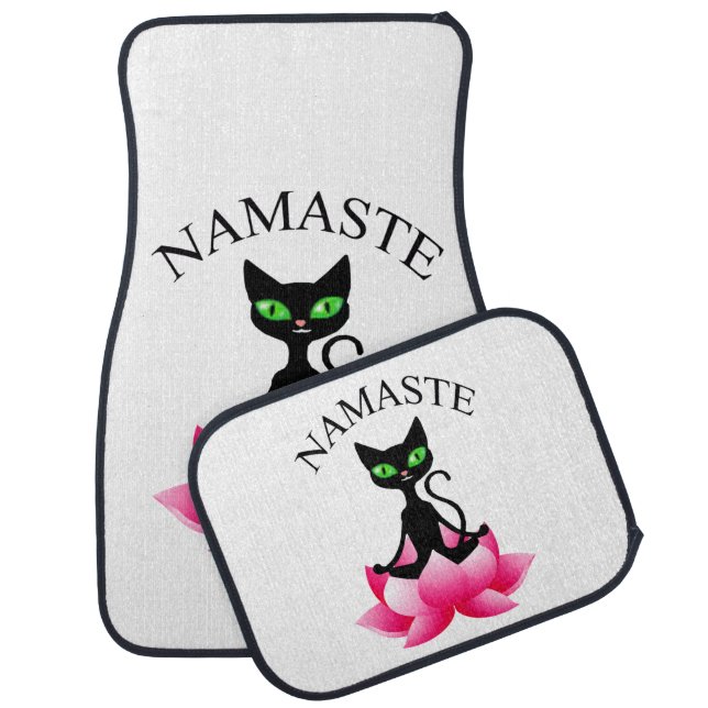Funny Namaste Cat Yoga Lotus Flower Car Floor Mat (Set)