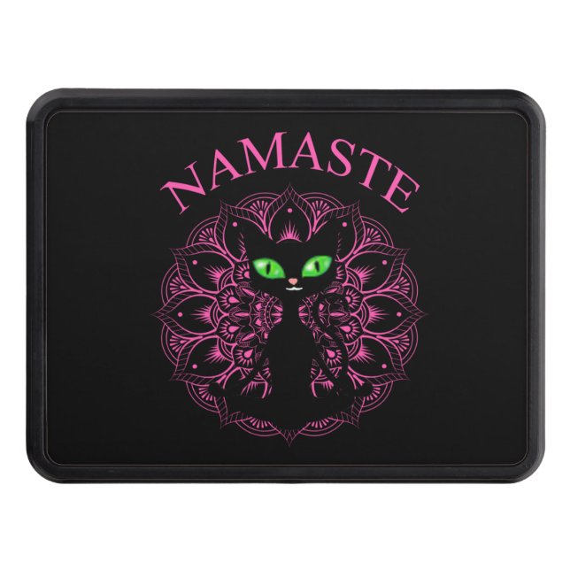 Funny Namaste Cat Yoga Pink Mandala Hitch Cover (Front)
