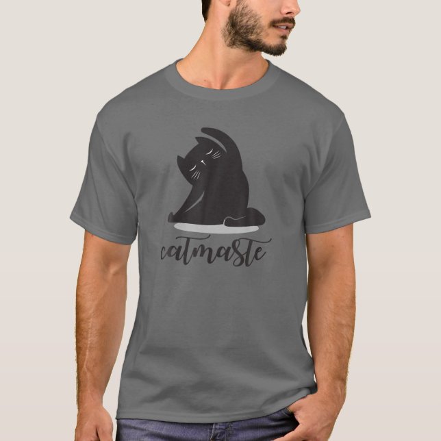 Funny Namaste Cat Yoga Poses Buddha Flower Symbol T-Shirt (Front)