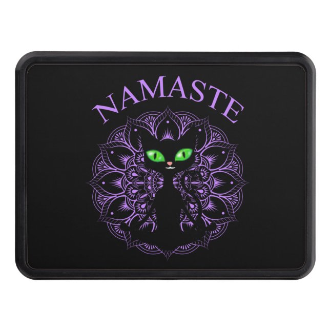 Funny Namaste Cat Yoga Purple Mandala Hitch Cover (Front)