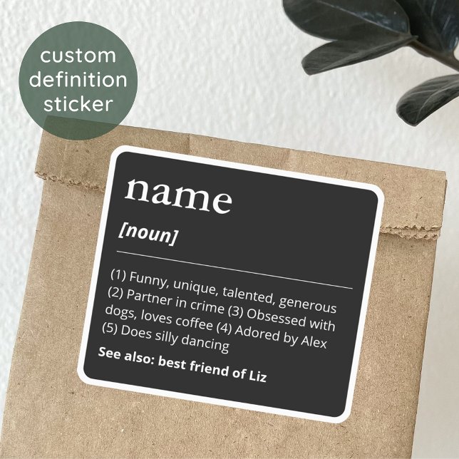 Funny Name Definition Dictionary Word Black Sticker (Creator Uploaded)