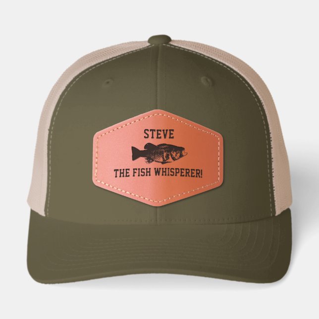 Funny Name Fishing Legend Largemouth Bass Sports Leather Patch Hat (Front)