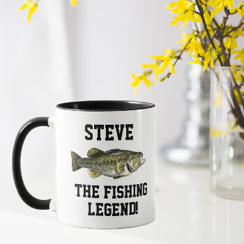 Funny Name Fishing Legend Largemouth Bass Sports Mug by TheShirtBox at Zazzle