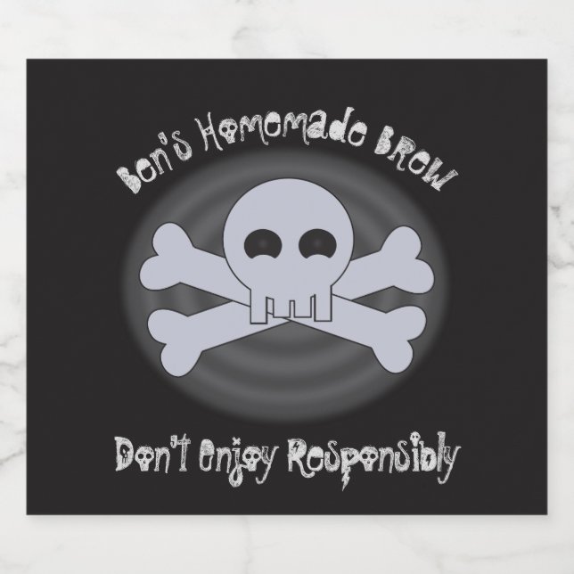 Funny Name Homemade Beer Skull Black Brew Bottle Label (Single Label)
