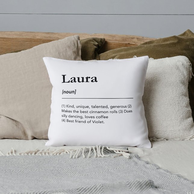 Funny Name Modern Home Decor White Throw Pillow (Creator Uploaded)